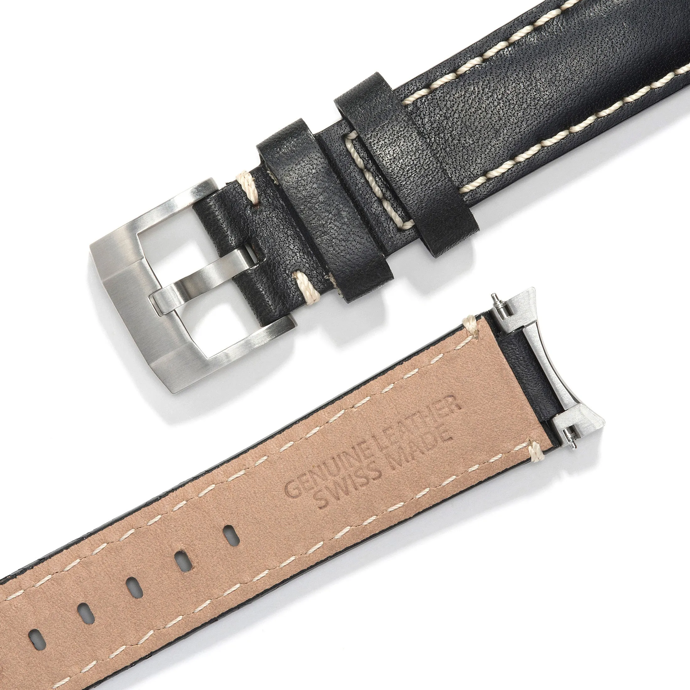 Steel End Link Leather Strap for Rolex Ceramic Daytona with Tang Buckle