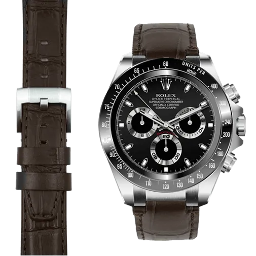 Steel End Link Leather Strap for Rolex Ceramic Daytona with Tang Buckle