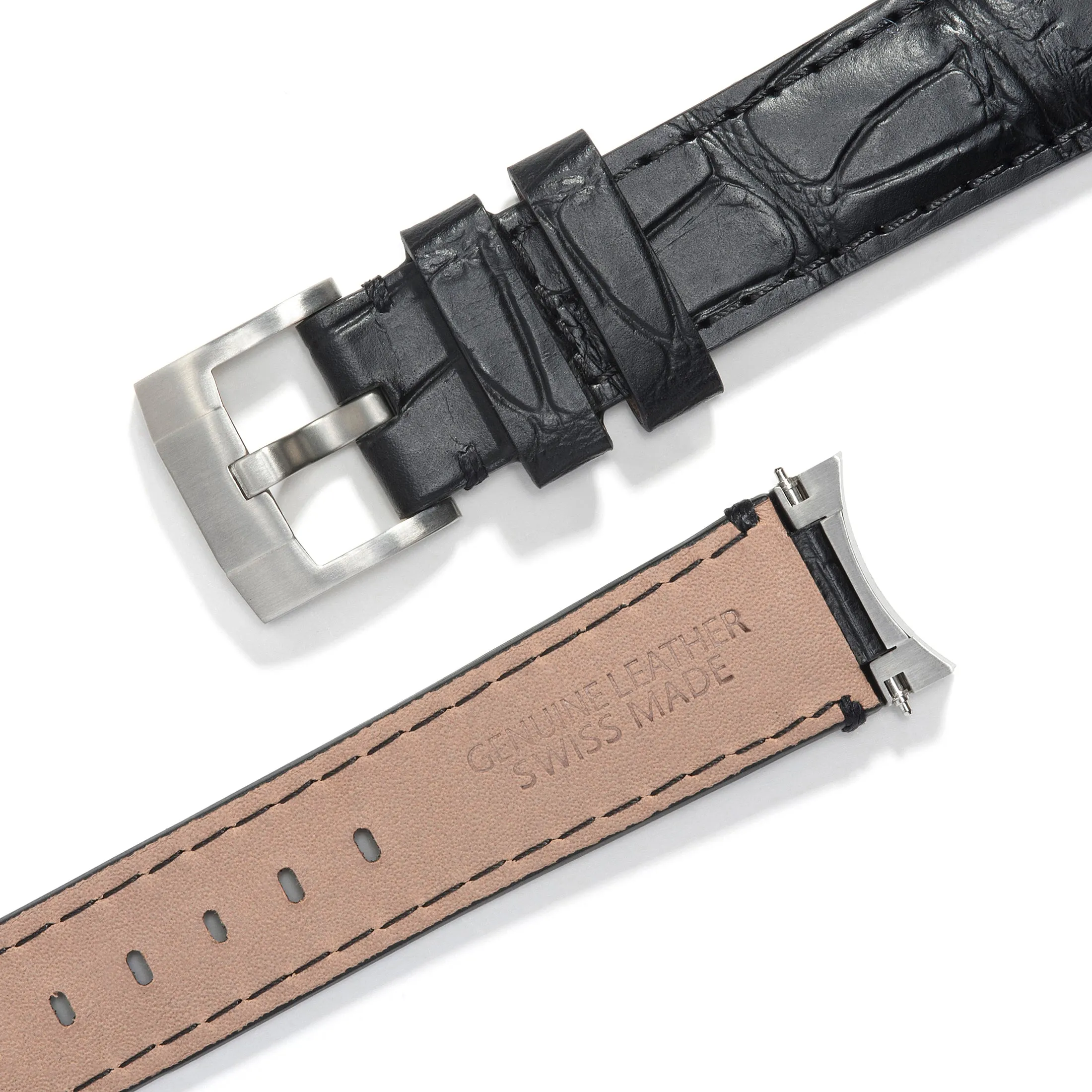 Steel End Link Leather Strap for Rolex Ceramic Daytona with Tang Buckle