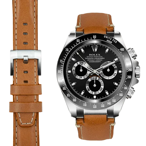 Steel End Link Leather Strap for Rolex Ceramic Daytona with Tang Buckle