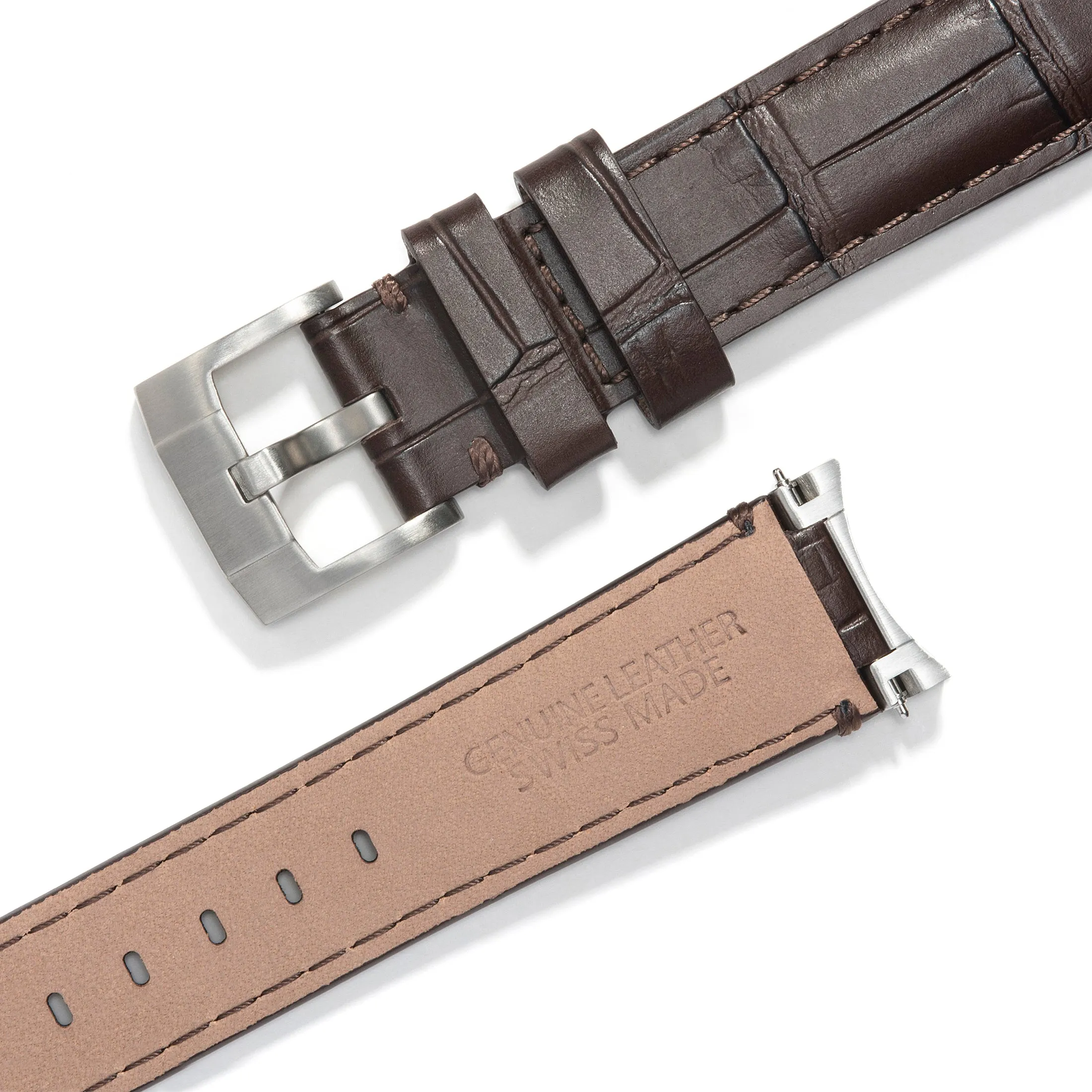 Steel End Link Leather Strap for Rolex Ceramic Daytona with Tang Buckle