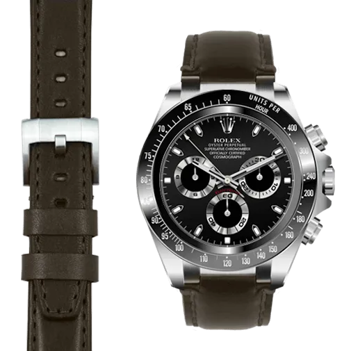 Steel End Link Leather Strap for Rolex Ceramic Daytona with Tang Buckle