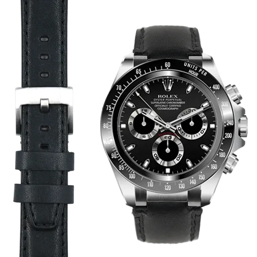 Steel End Link Leather Strap for Rolex Ceramic Daytona with Tang Buckle