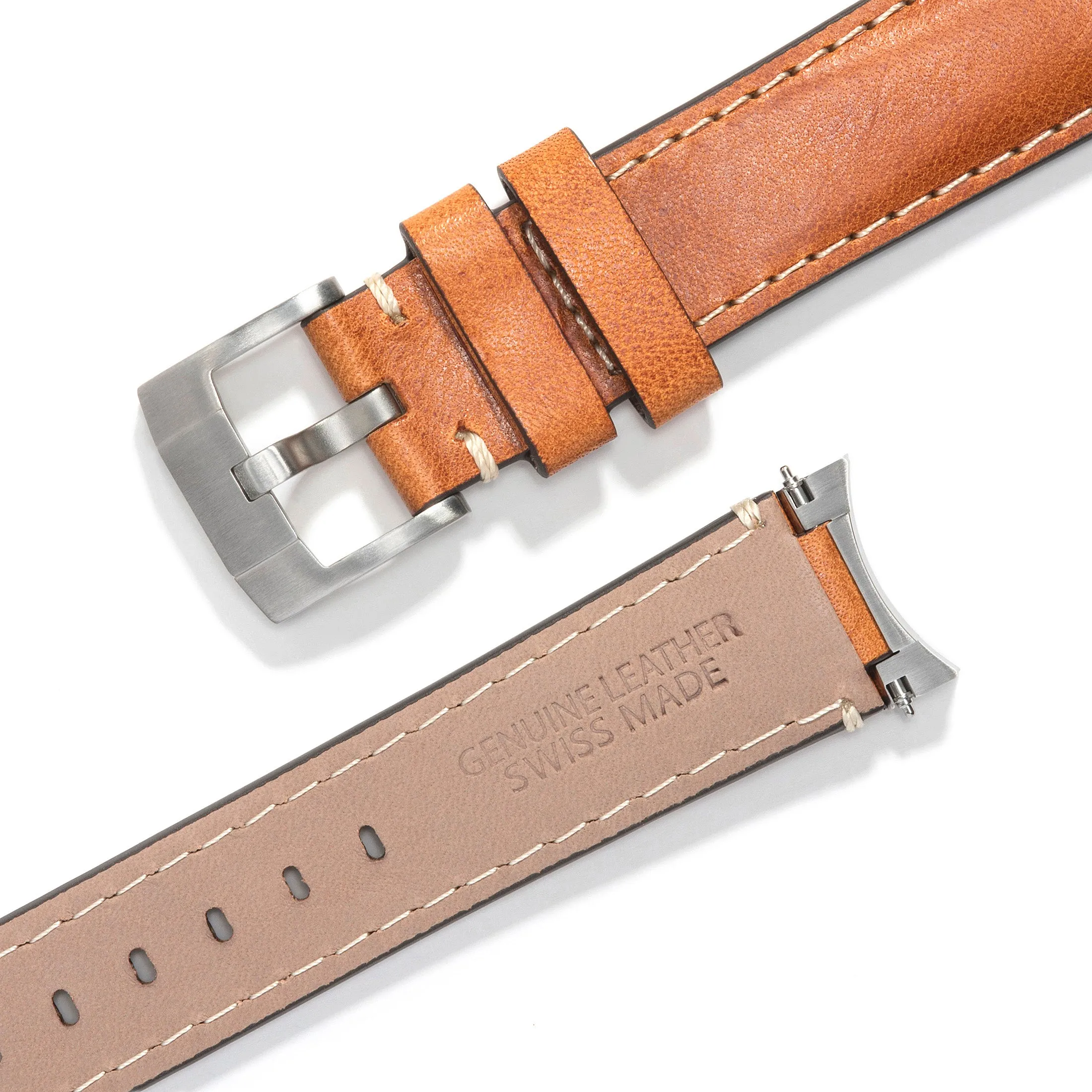 Steel End Link Leather Strap for Rolex Ceramic Daytona with Tang Buckle