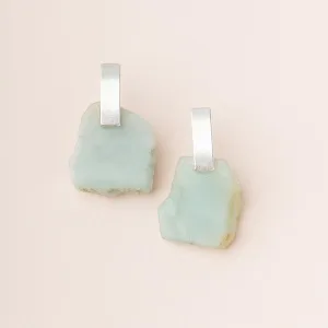 Stone Slice Earrings - Amazonite - Silver/Gold