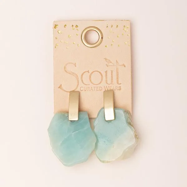 Stone Slice Earrings - Amazonite - Silver/Gold