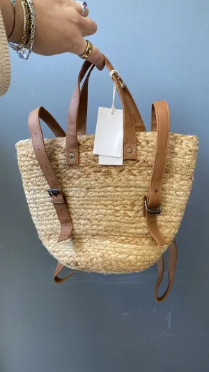 Straw Tote Insulated Backpack