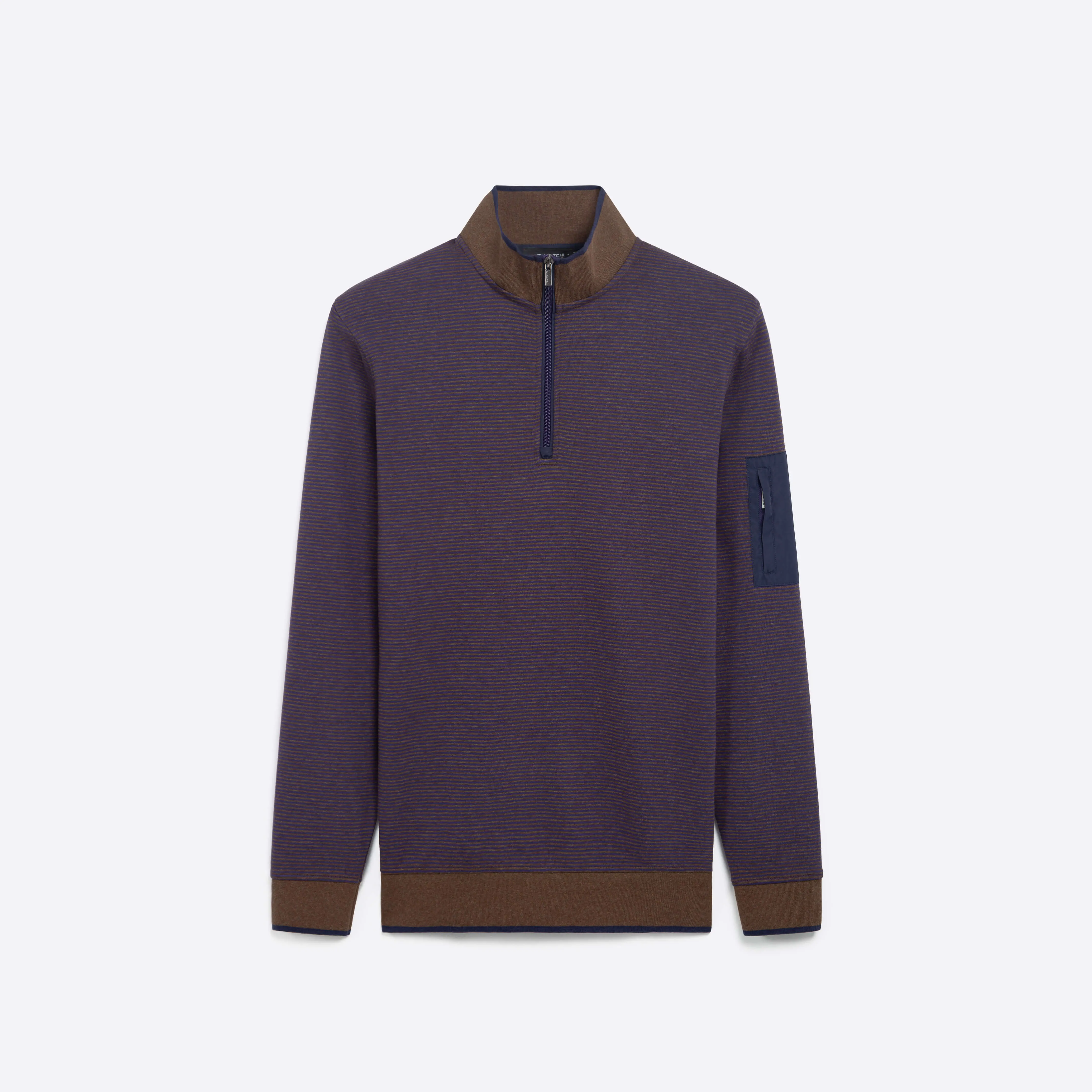 Striped Quarter Zip Mock Neck Pullover