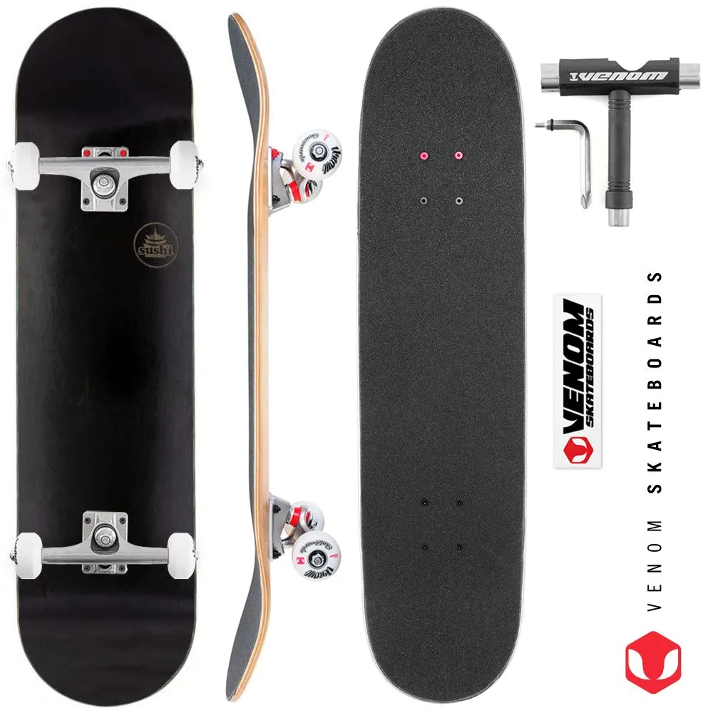 Sushi s Pagoda Stamp Black Custom Complete Skateboard - 8.0"