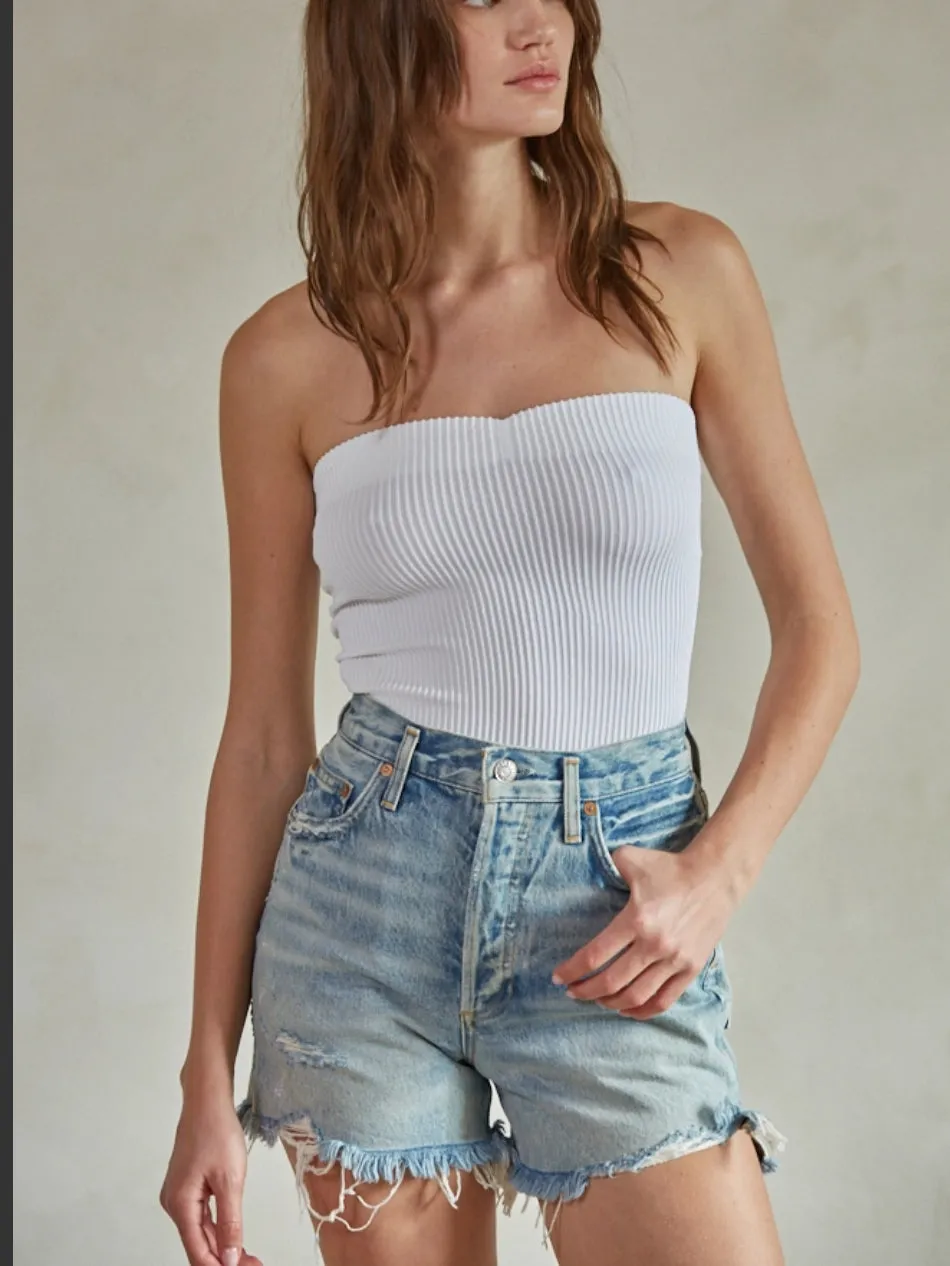 Sweetheart Neckline Seamless Ribbed Tube Top