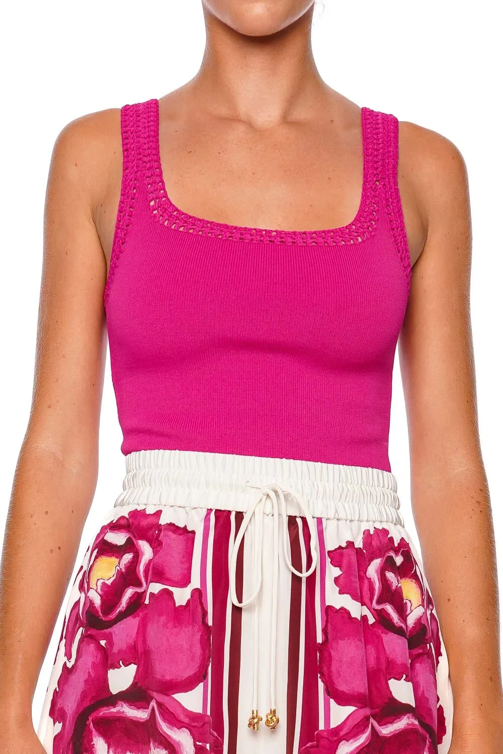 Tazia Pink Crocheted Edge Tank