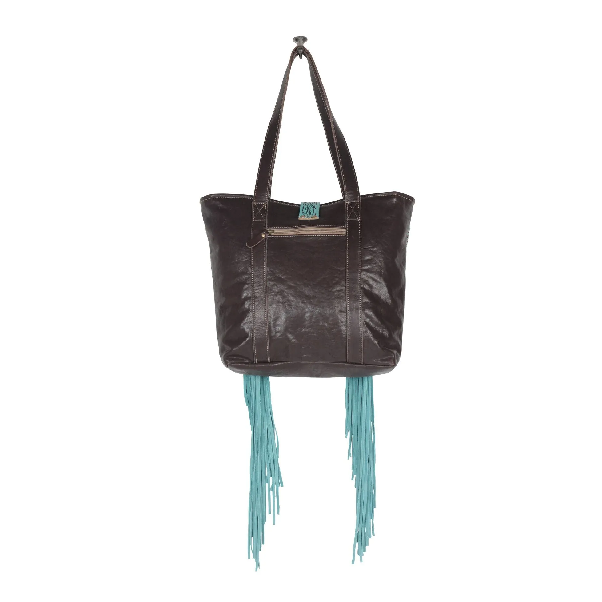 Teal Leather Cheetah Purse