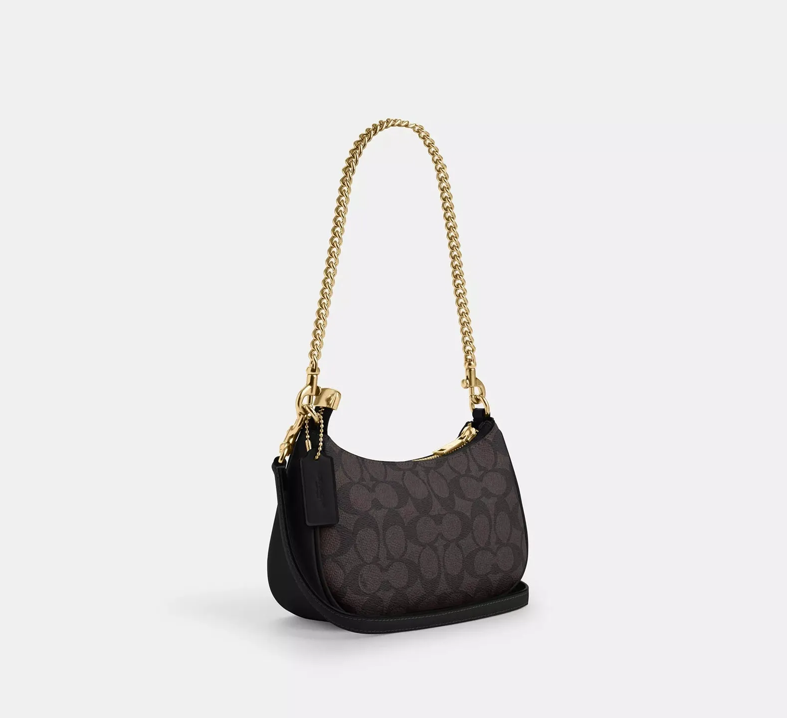 Teri Mini Crossbody Bag In Signature Canvas Walnut Black Coach