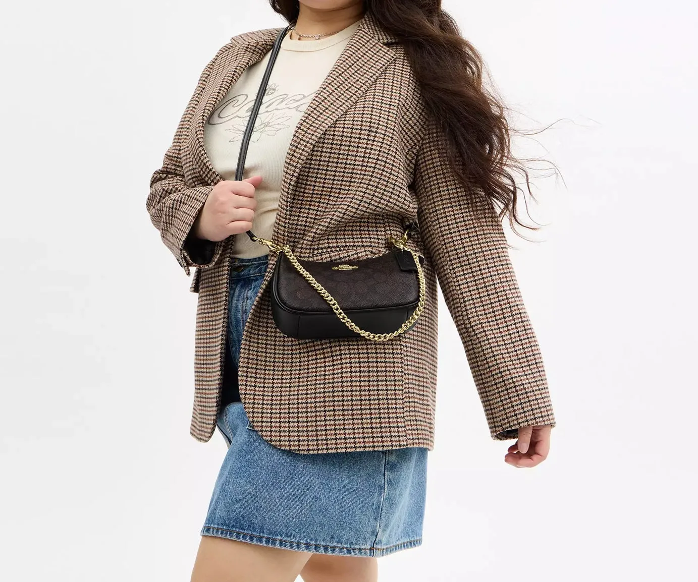 Teri Mini Crossbody Bag In Signature Canvas Walnut Black Coach