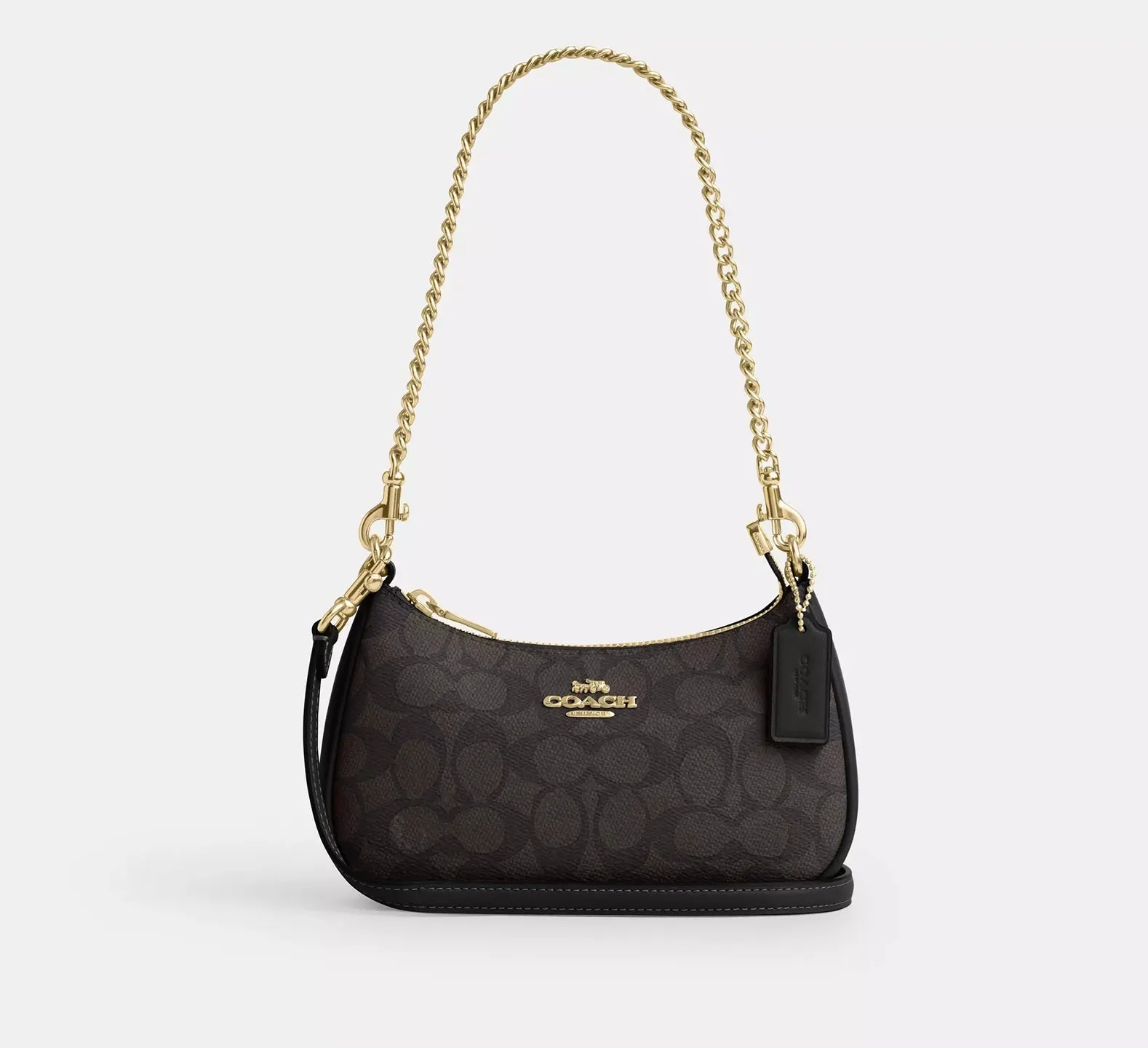 Teri Mini Crossbody Bag In Signature Canvas Walnut Black Coach