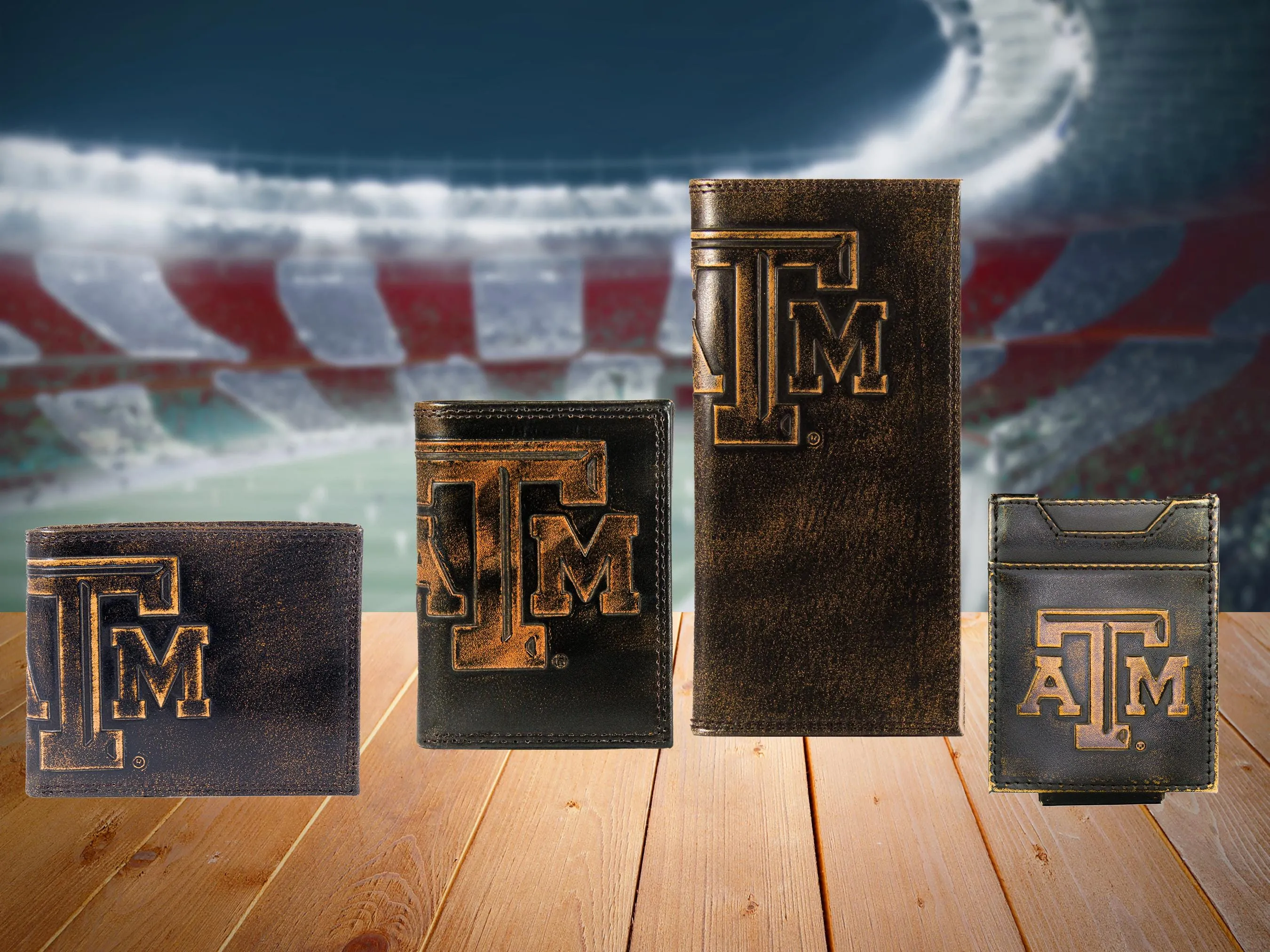 Texas A&M Aggies Men's Collegiate Croc Leather Belt. Texas Aggies Gift. Texas Belt. Brown Croc Pattern Full Grain Finish With Metal Conchos.
