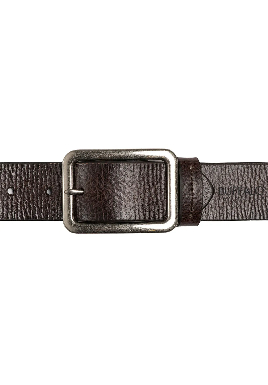 Textured Full Grain Brown Buffalo Leather Belt - BB1002C03