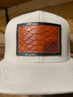 The Leather Head Hat Co leather python embossed patch hydro mesh waterproof Snapback hat cap