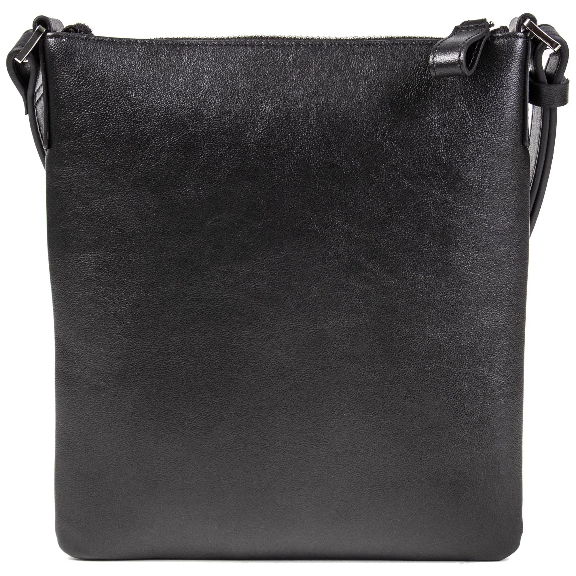 Top Zip Vegan Leather Cross Body Bag | Black