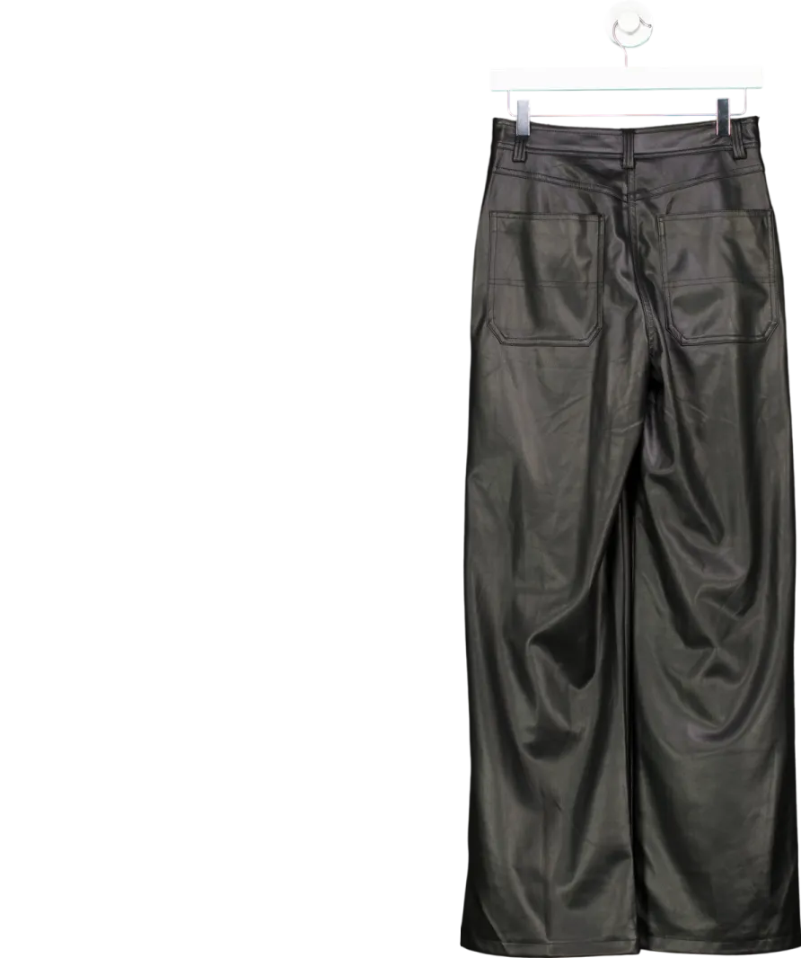 Topshop Black Faux Leather Straight Trouser UK 10