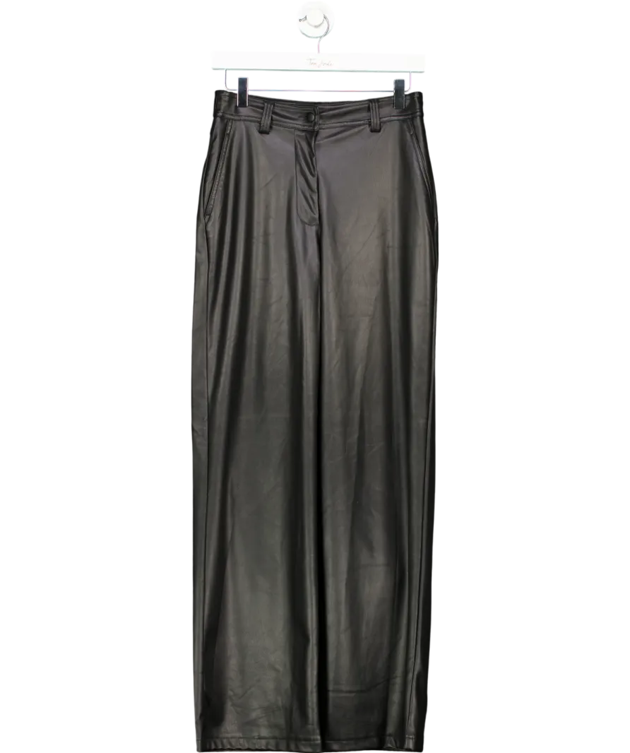 Topshop Black Faux Leather Straight Trouser UK 10