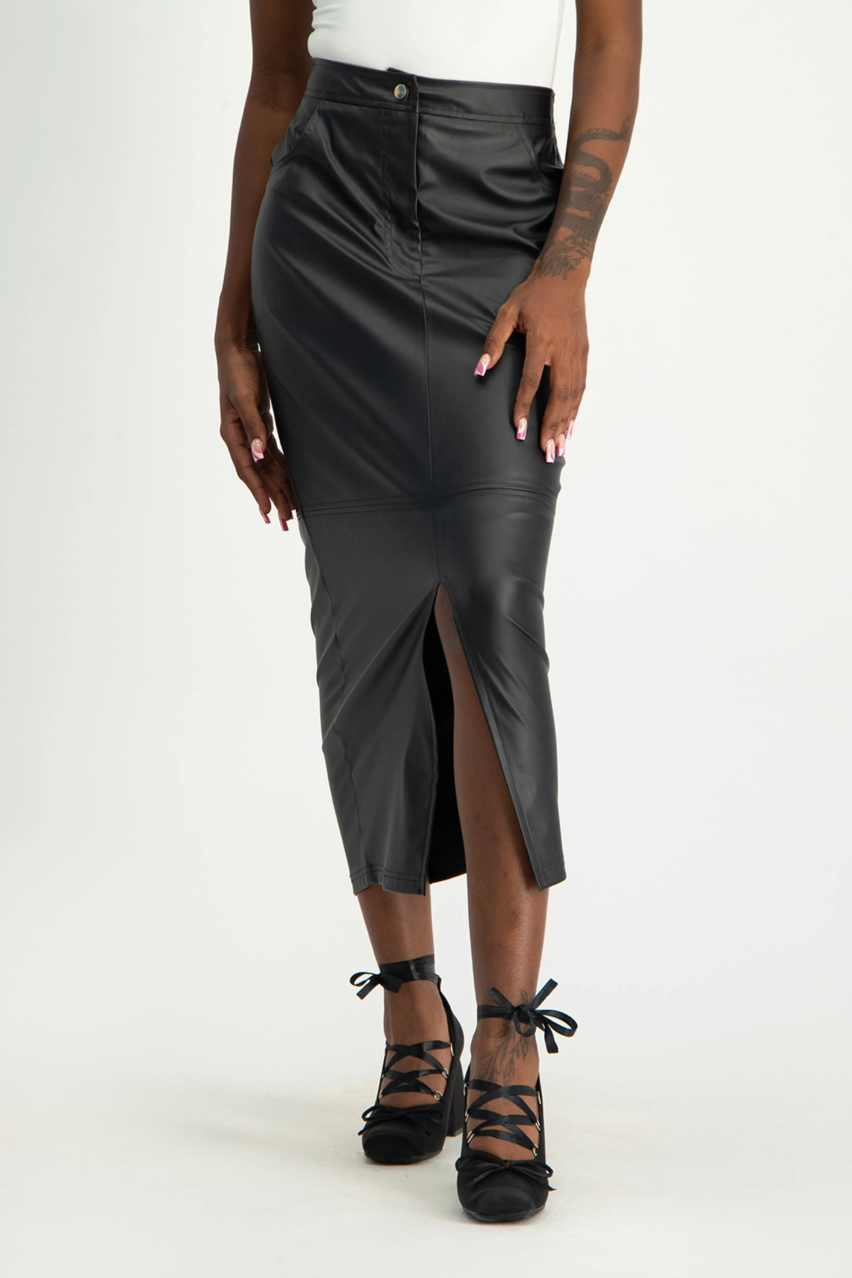 Tori Faux Leather Skirt