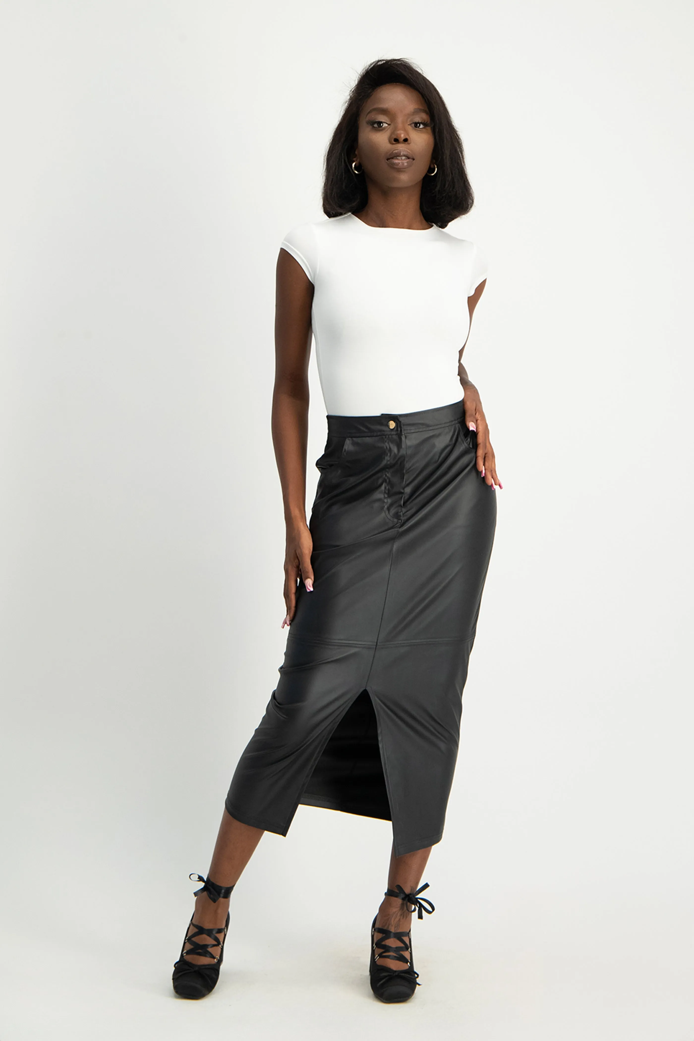 Tori Faux Leather Skirt