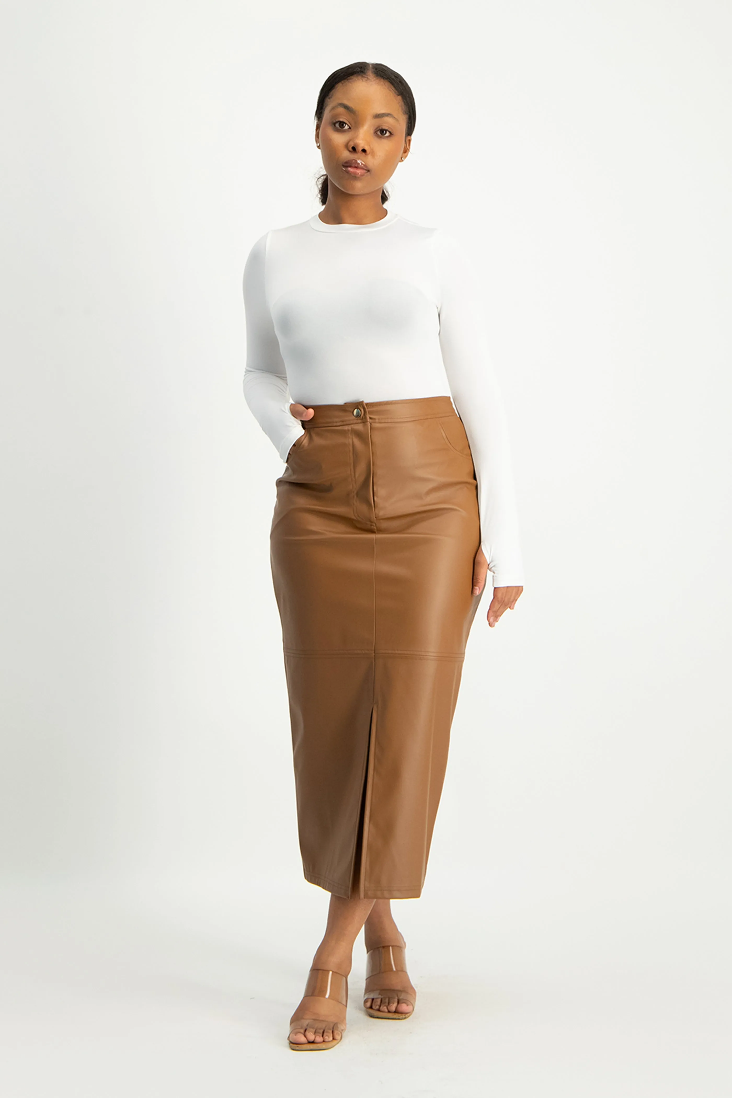 Tori Faux Leather Skirt