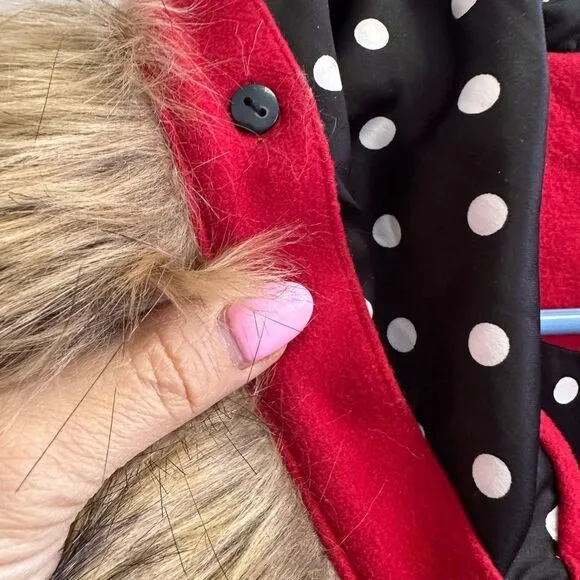 Torrid Red Pea Coat with Faux Fur Trim