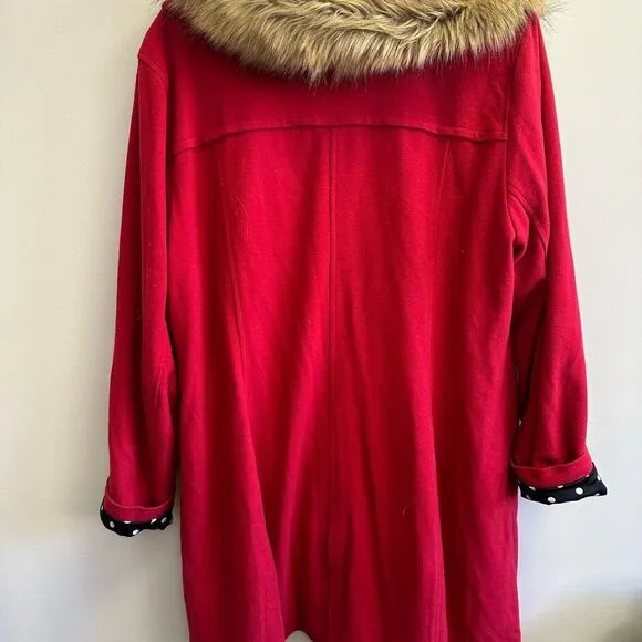 Torrid Red Pea Coat with Faux Fur Trim