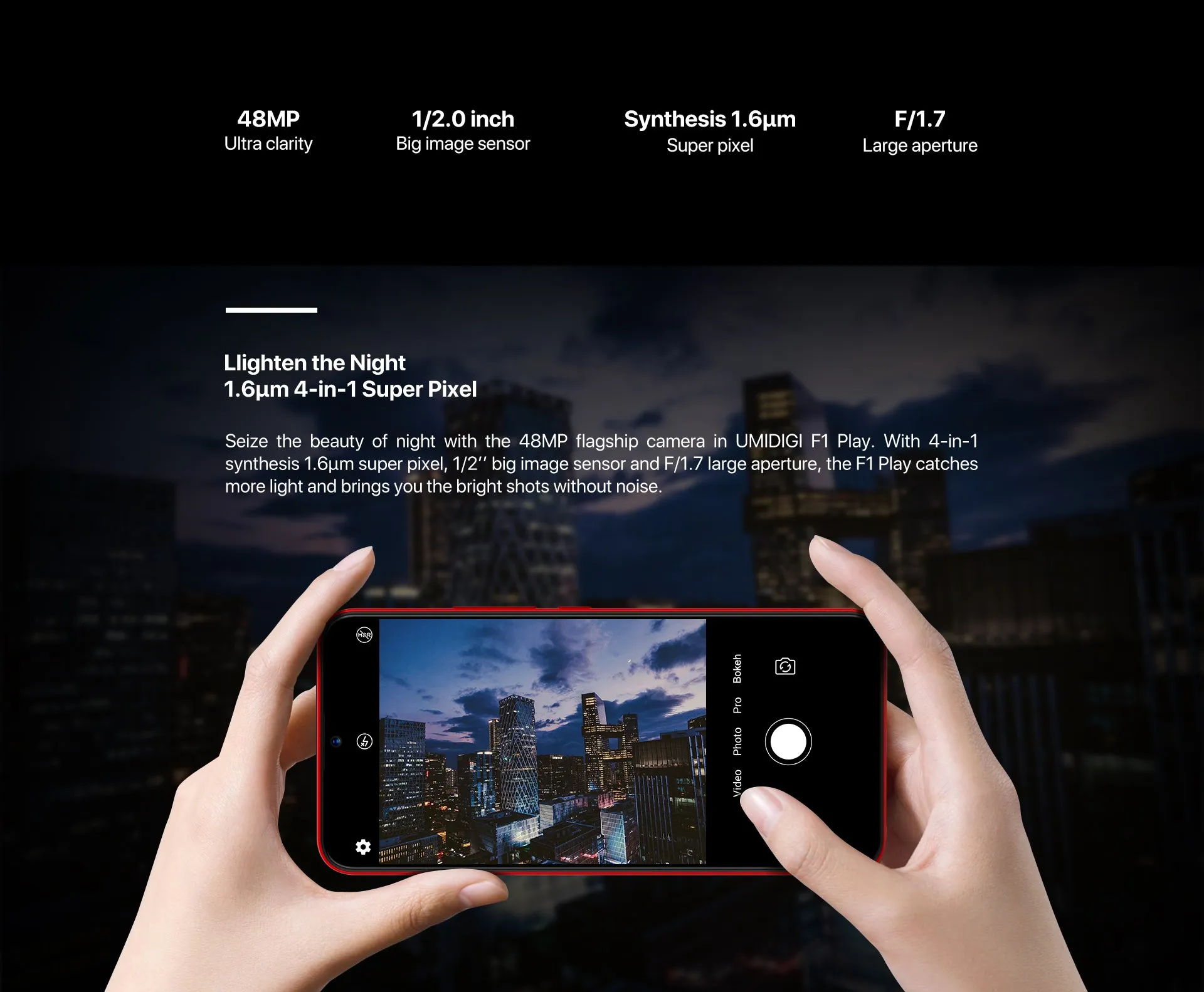 UMIDIGI F1 Play 4G Smartphone Mali G72 MP3 6GB RAM 64GB ROM 3 Cameras Fingerprint Sensor 5150mAh Battery Black Non-EU Version