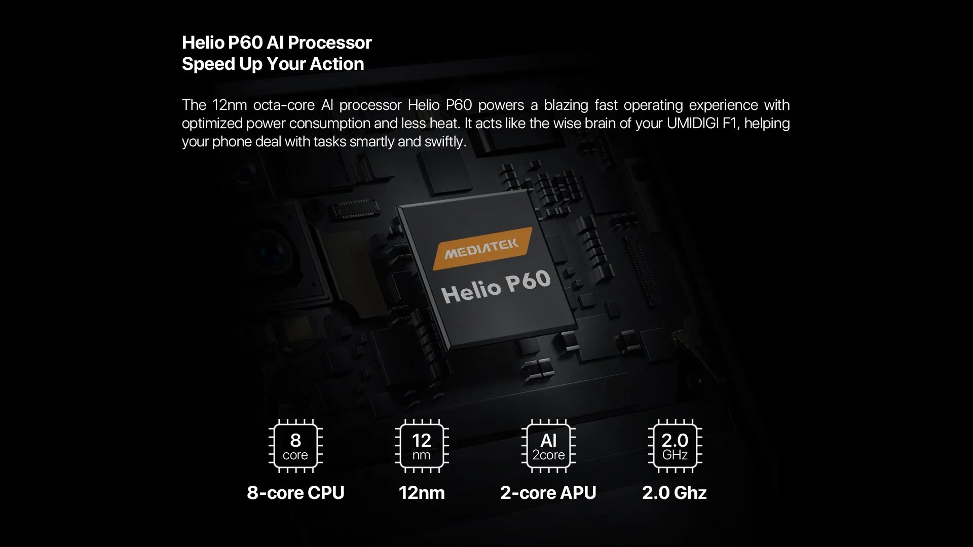 UMIDIGI F1 Play 4G Smartphone Mali G72 MP3 6GB RAM 64GB ROM 3 Cameras Fingerprint Sensor 5150mAh Battery Black Non-EU Version