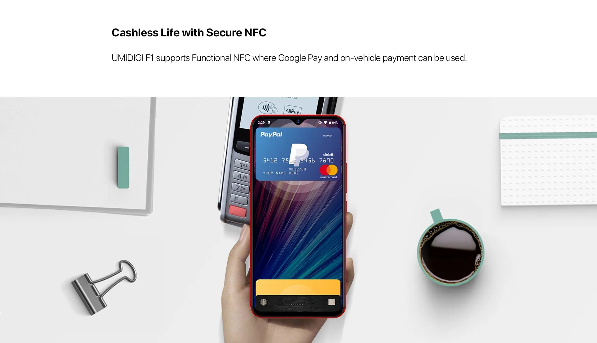 UMIDIGI F1 Play 4G Smartphone Mali G72 MP3 6GB RAM 64GB ROM 3 Cameras Fingerprint Sensor 5150mAh Battery Black Non-EU Version