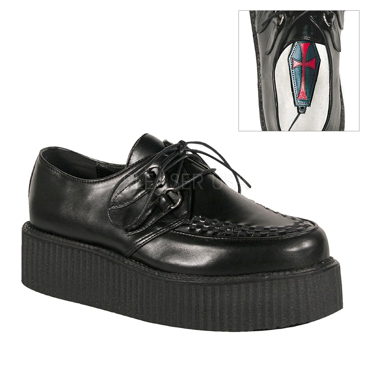 V-CREEPER-502  Black Vegan Leather