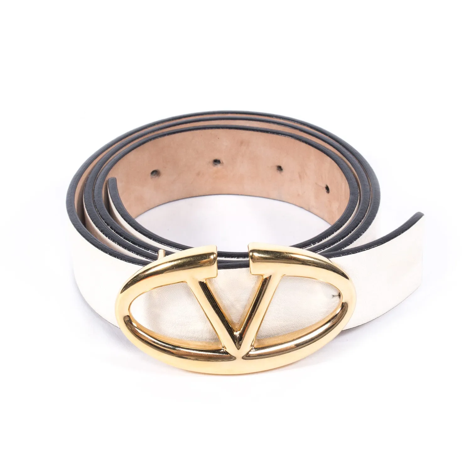 Valentino Leather Logo Belt