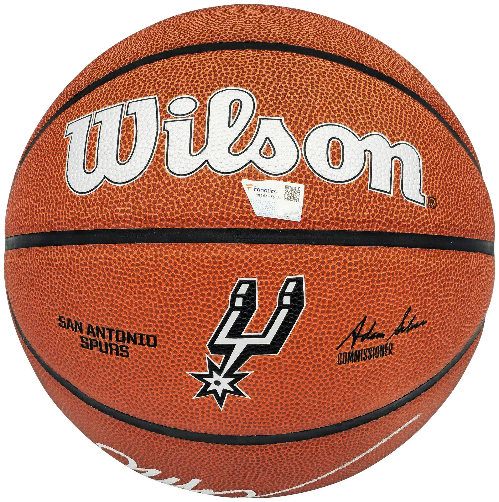 VICTOR WEMBANYAMA AUTOGRAPHED COMPOSITE LEATHER SPURS BASKETBALL FANATICS 230015