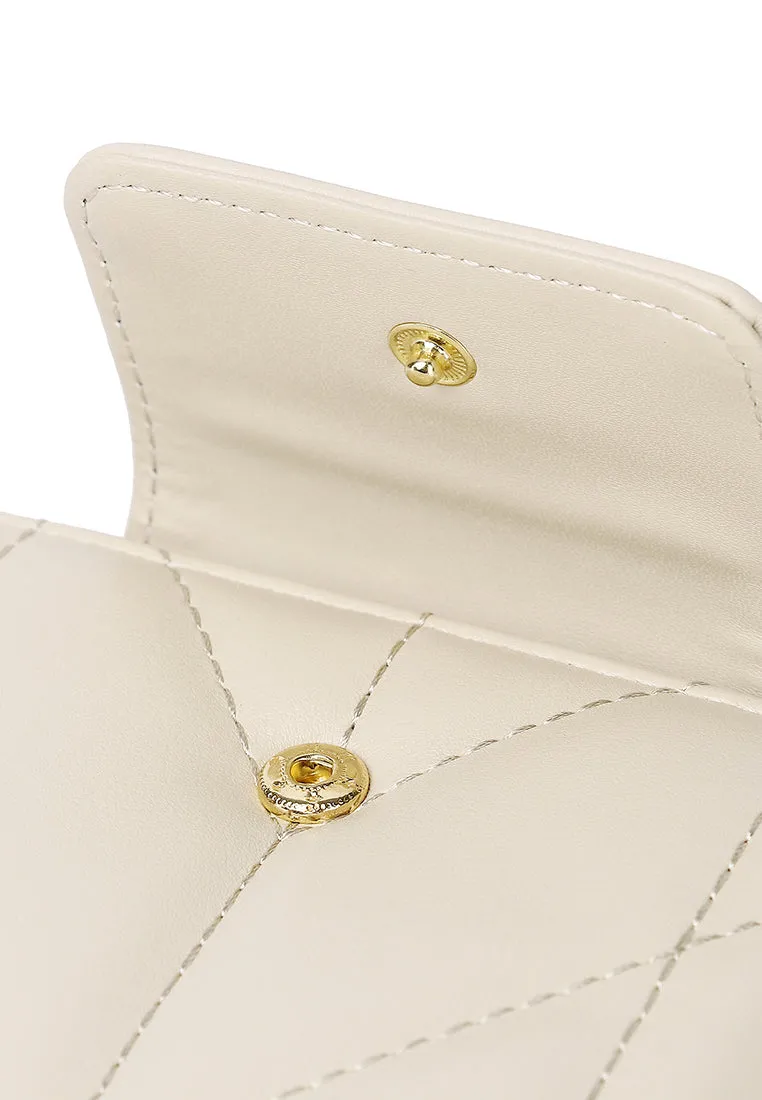 Viean Quilted Top Zip Mini Wallet (Beige)