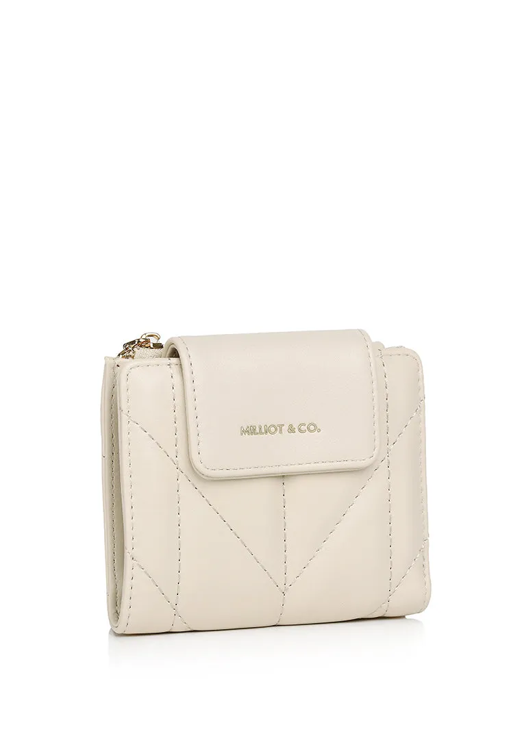 Viean Quilted Top Zip Mini Wallet (Beige)