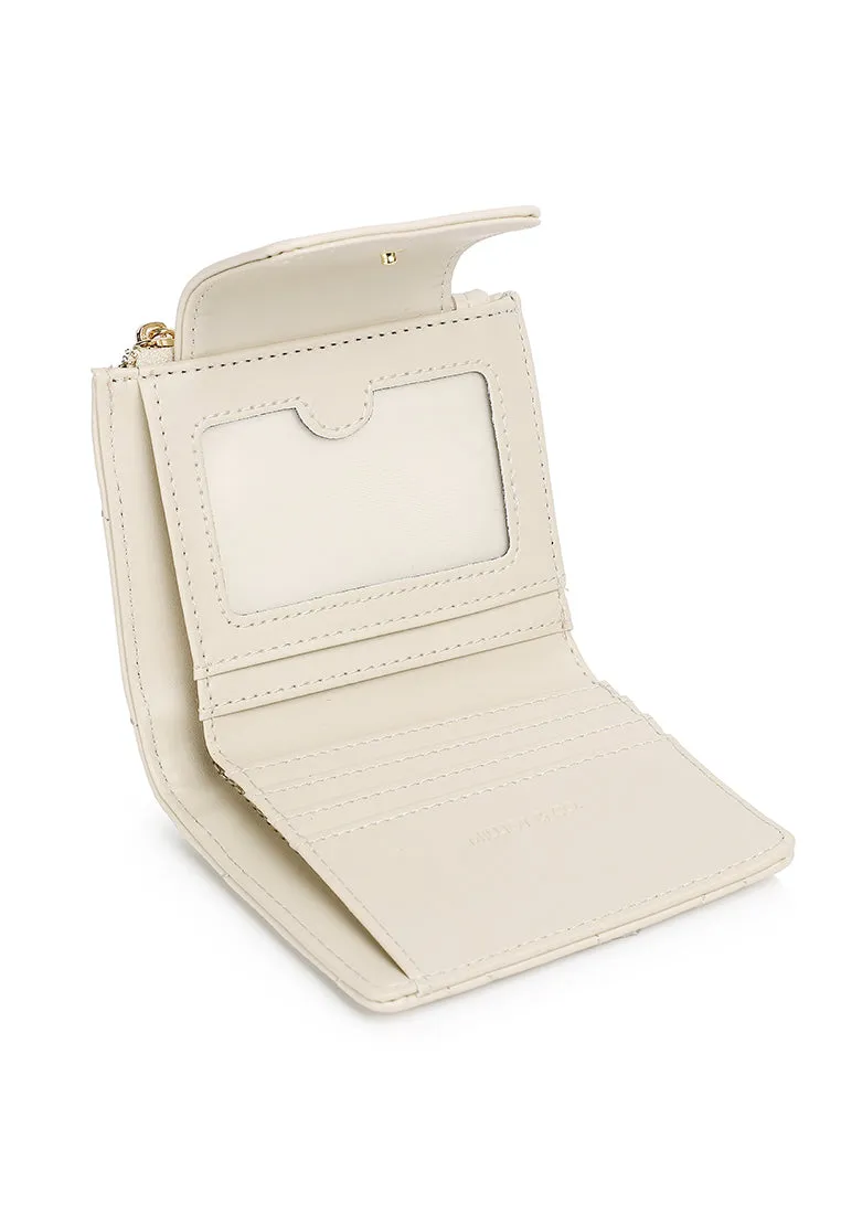 Viean Quilted Top Zip Mini Wallet (Beige)