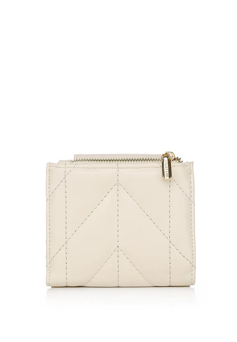 Viean Quilted Top Zip Mini Wallet (Beige)
