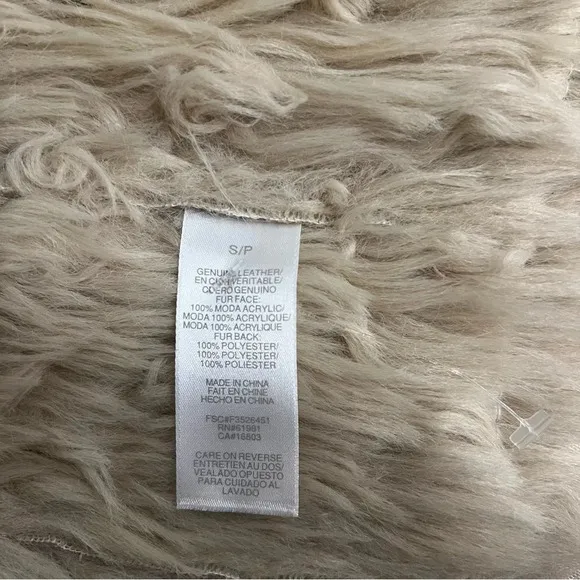 Vintage Inspired Crackle Suede Leather Faux Fur Trim Hippy Boho Vest Women’s PS
