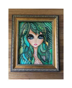 Watercolor Leaf Girl Portrait - Hand painted
