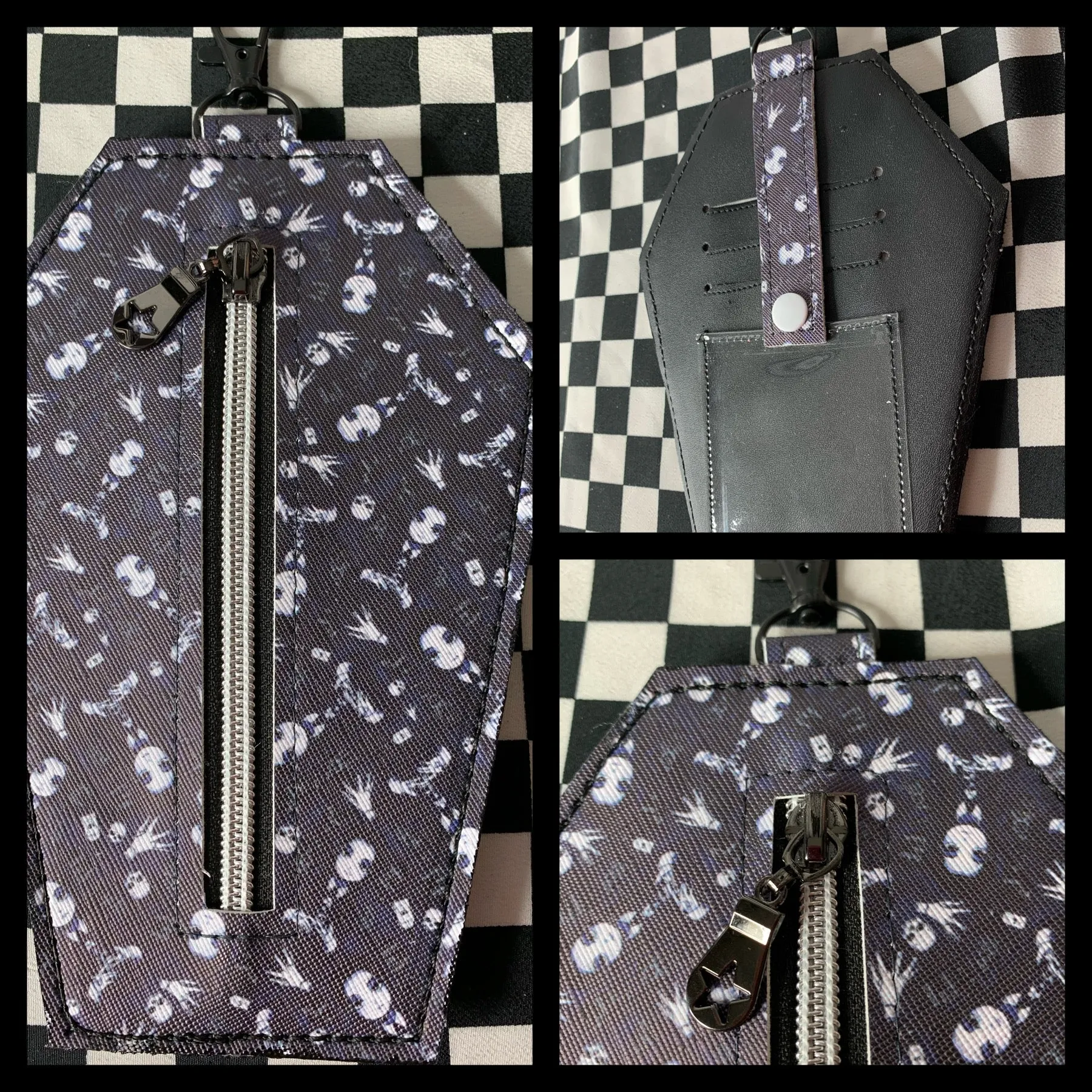 Wednesday black fan art coffin card ID purse