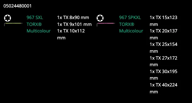 Wera 967/9 Torx Xl Multicolour 1 L-Key Set Ball End