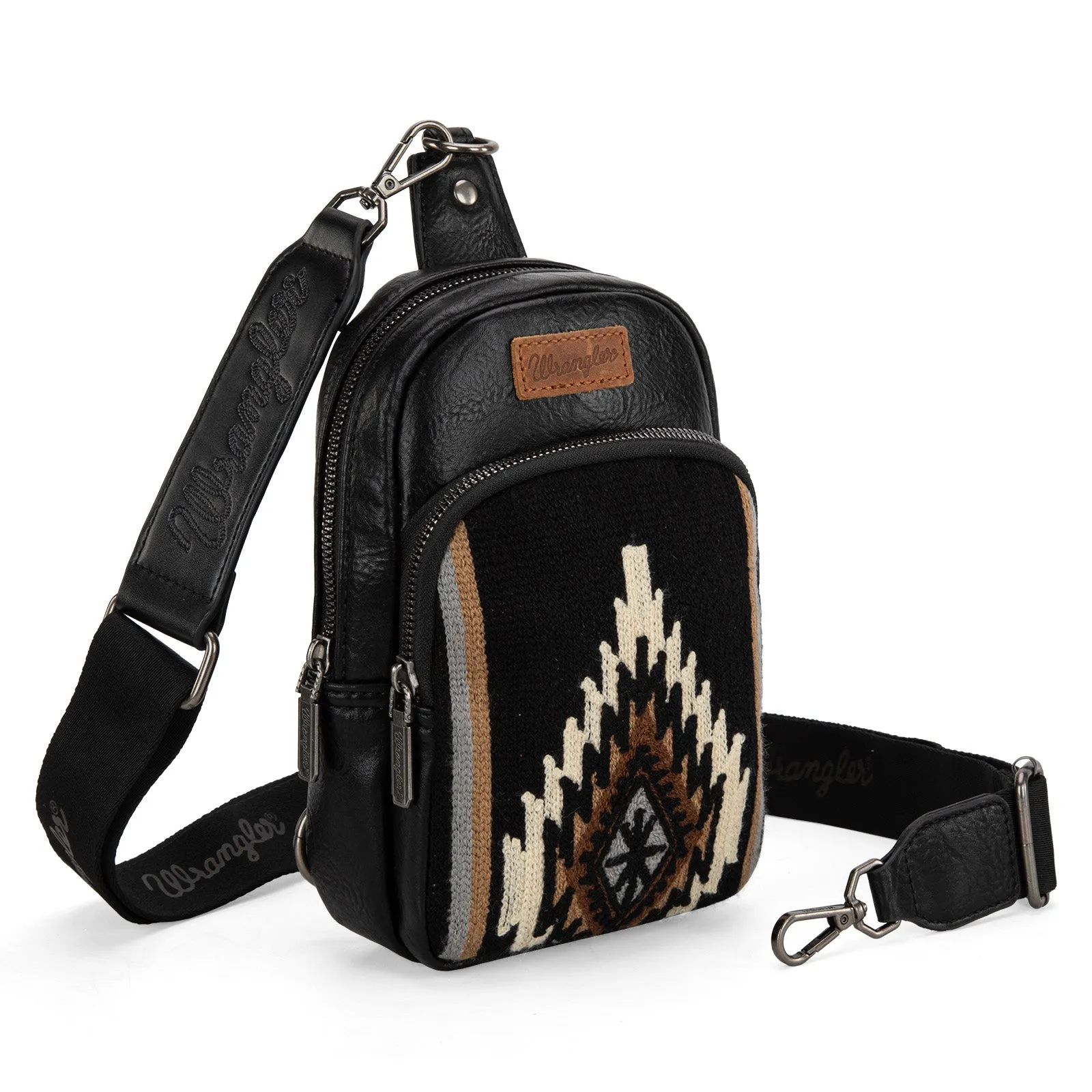 WG174-210  Wrangler Southwestern Knitted Sling Bag - Black