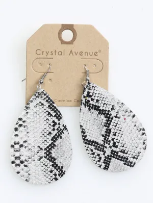 White Animal Print Faux Leather Earrings