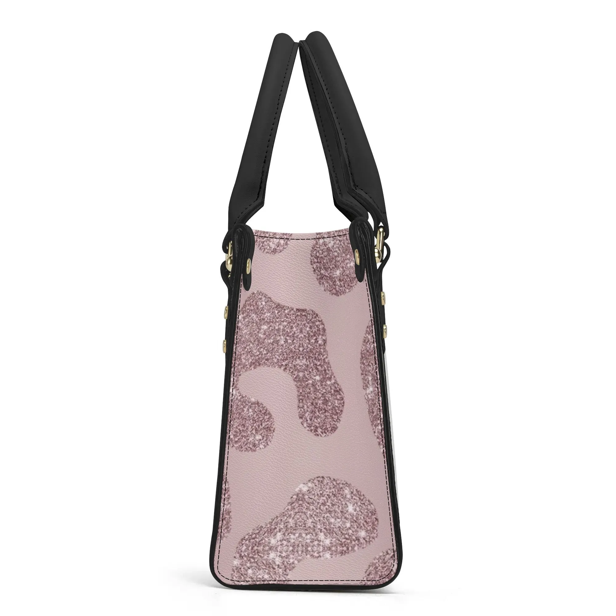Women's Luxury Pink Glitter Leopard Print PU Leather Handbag With Shoulder Strap