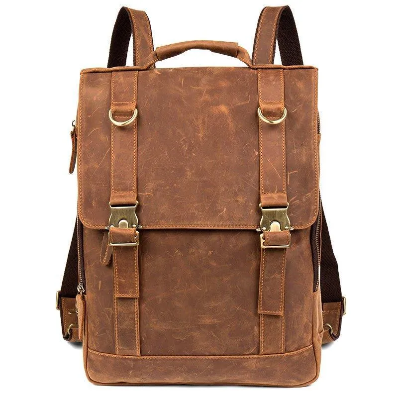 Woosir Mens Leather Backpack with Laptop Compartment