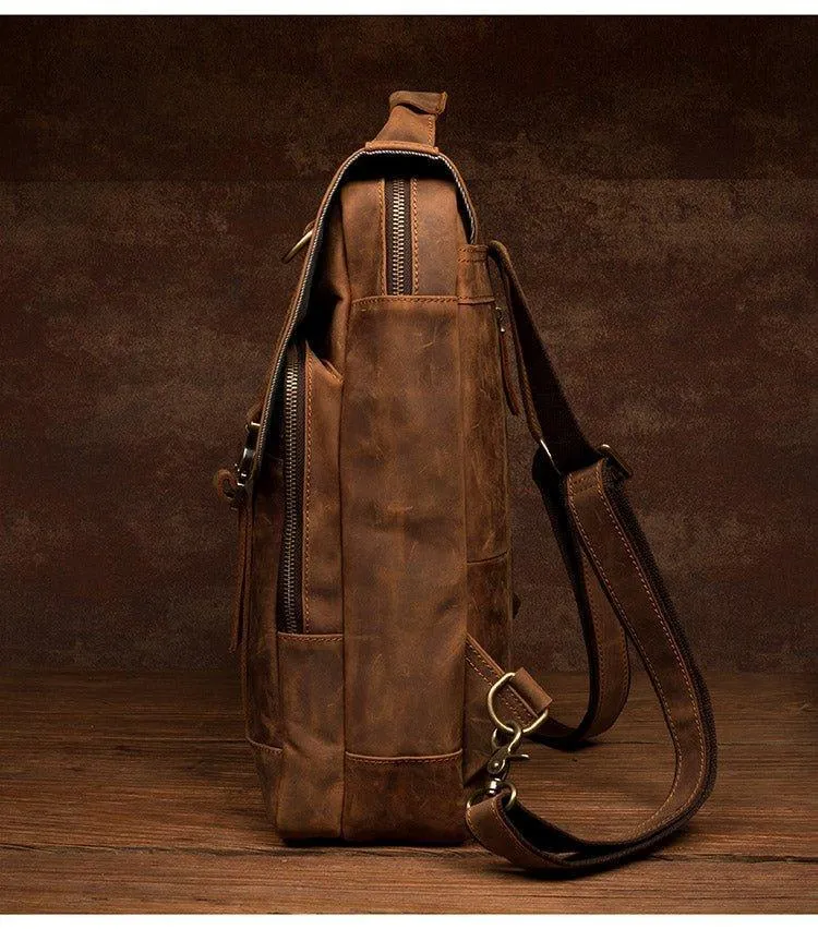 Woosir Mens Leather Backpack with Laptop Compartment