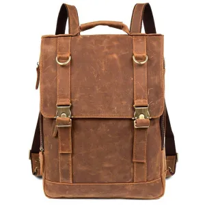 Woosir Mens Leather Backpack with Laptop Compartment